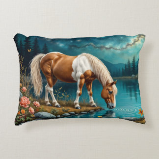 Pinto drinking water under the stars accent pillow