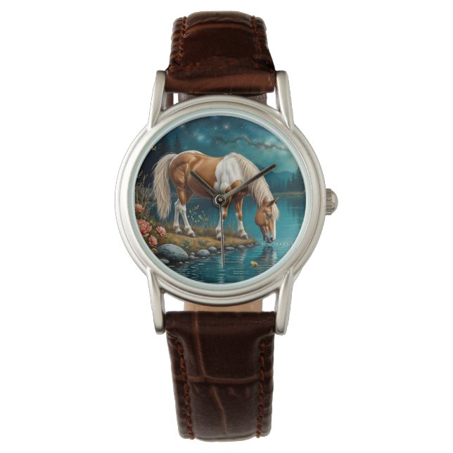 Pinto drinking water under the stars watch (Front)