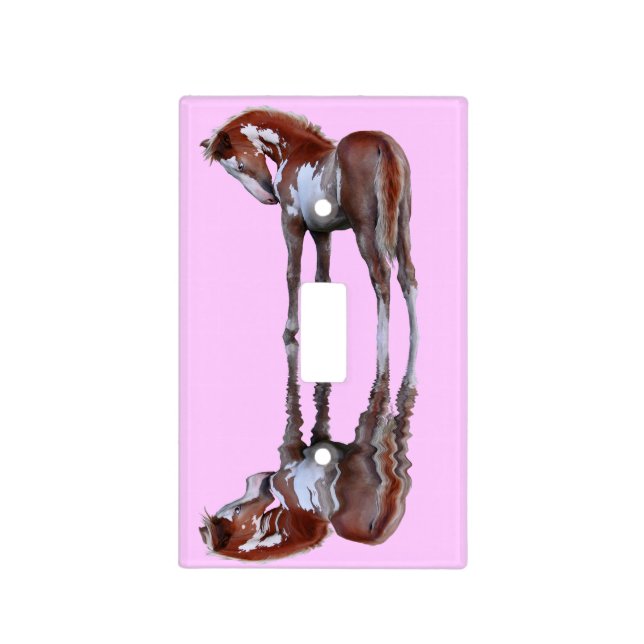 Pinto Filly Ranch Horse - Equine Photo Light Switch Cover (Front)
