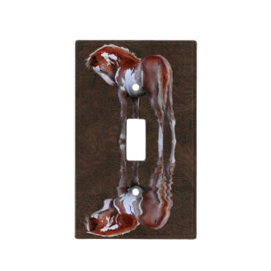 Pinto Filly Ranch Horse & Tooled leather-effect Light Switch Cover