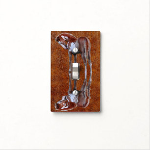Pinto Filly Ranch Horse & Tooled leather-effect Light Switch Cover
