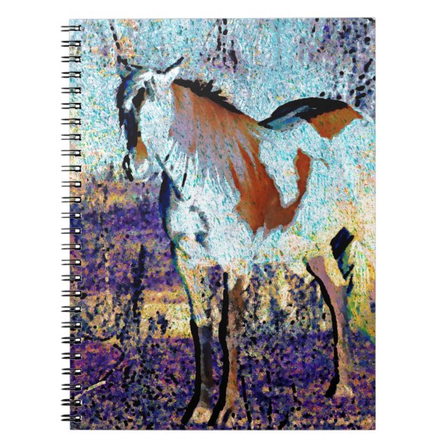 Pinto Horse Digital Art Notebook (Front)