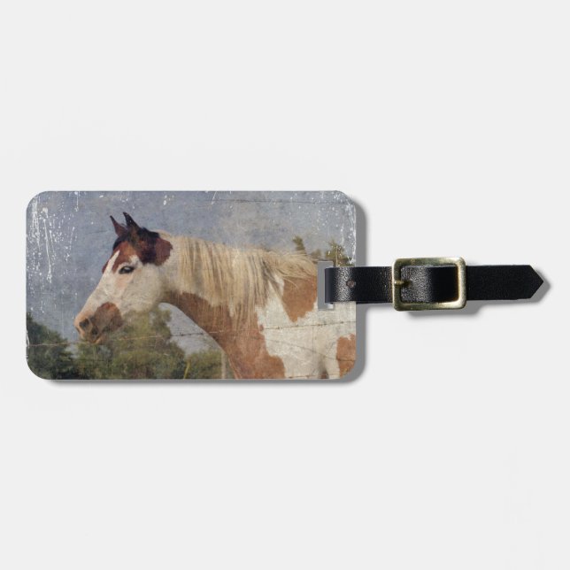 Pinto Horse Grunge Luggage Tag (Front Horizontal)