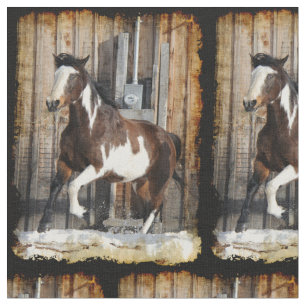 Pinto Horse On The Run Fabric