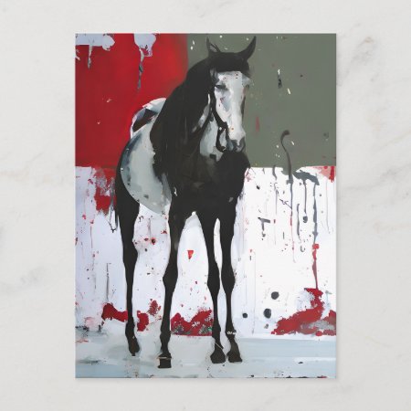 Pinto Horse Splatter Painting Postcard