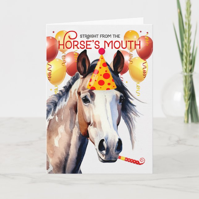 Pinto Paint Horse Funny Birthday Card (Front)