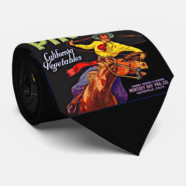 Pinto vegetable crate label print neck tie (Rolled)