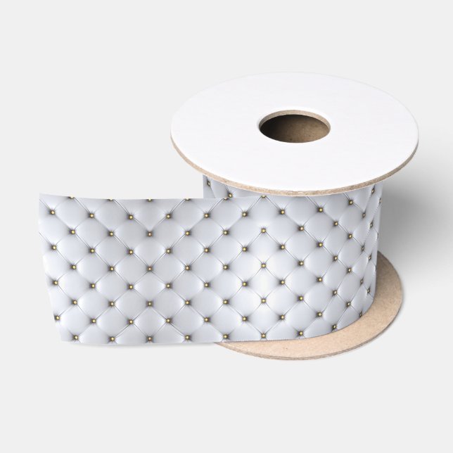 Pintuck look white and gold elegant satin ribbon (Spool)
