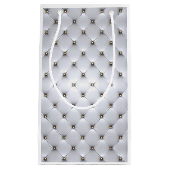 Pintuck look whitecand gold elegant  small gift bag (Front)