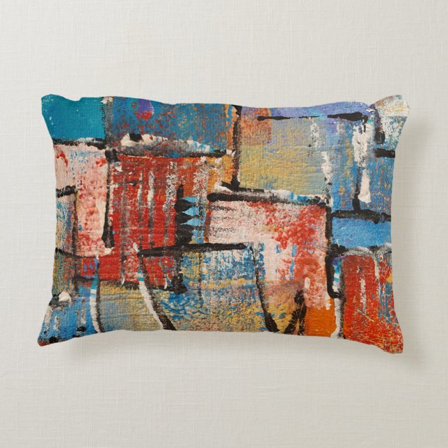 pintura abstracta con estructura pintada a mano accent pillow (Back)