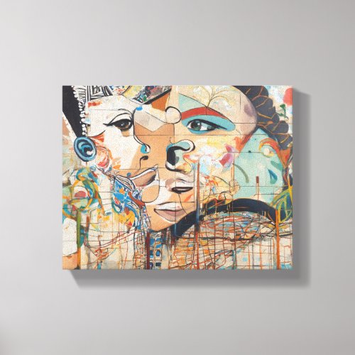 Pintura de mujeres de distintas etnias o razas n canvas print