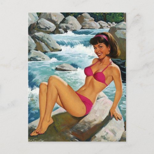 PinUp at the creek Postcard