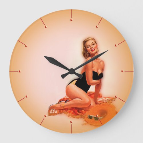 Pinup Beach Girl Large Clock