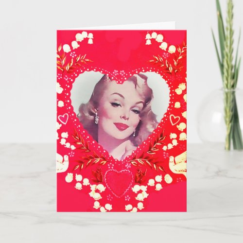 Pinup Bombshell Vintage Valentine Holiday Card