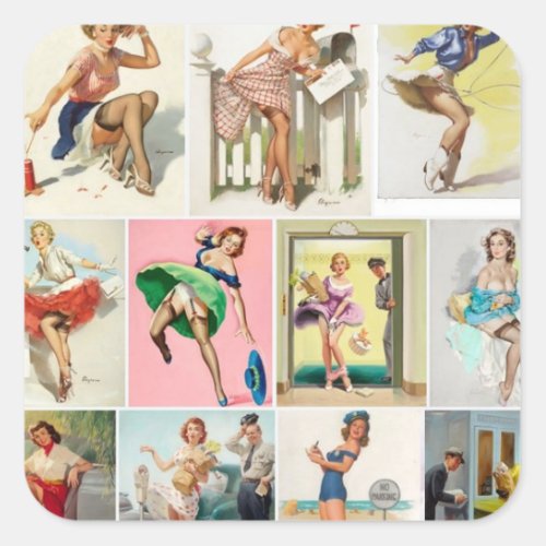 Pinup Collection Pin Up Art Square Sticker