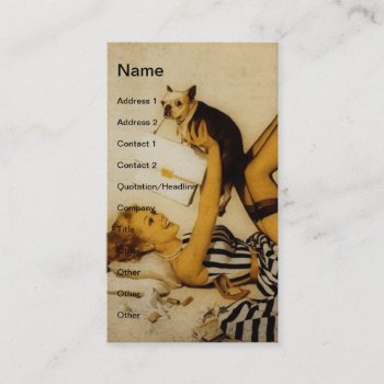 Pinup Girl And Dog Business Card by businesscardsforyou at Zazzle