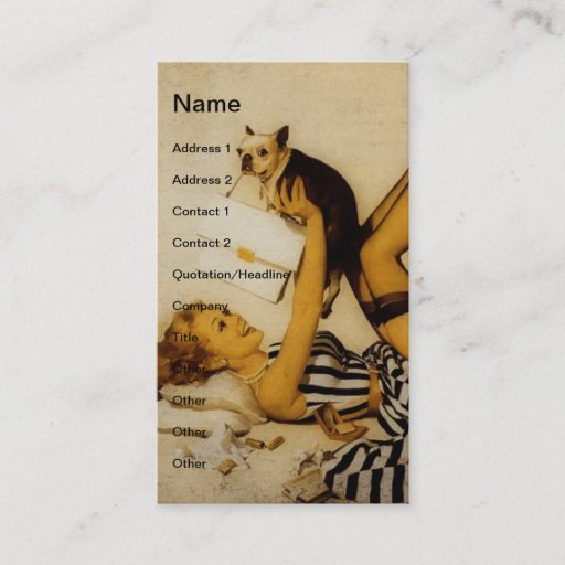 Customizable Pinup Girl and Dog Business Card