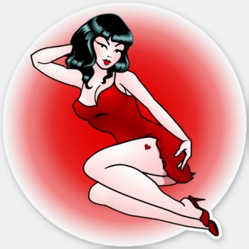 Pinup Girl Art Sticker Personalized Pinup Decals by artist_kim_hunter at Zazzle