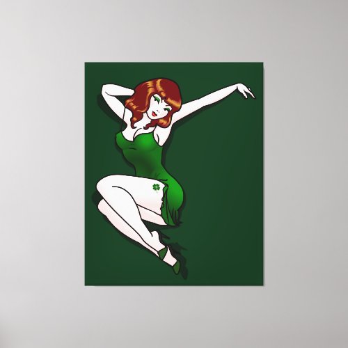 Pinup Girl Canvas Lucky Irish Pinup Art Deco Print