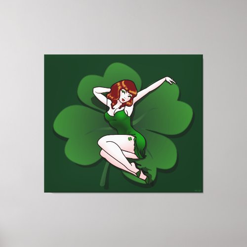 Pinup Girl Canvas Lucky Irish Pinup Art Deco Print