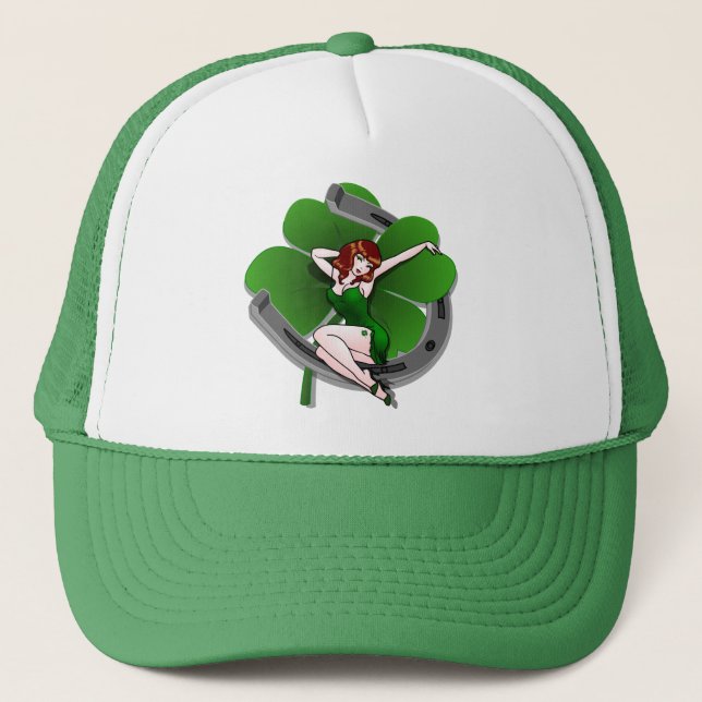 Pinup Girl Cap Retro Irish Pinup Lucky Caps (Front)
