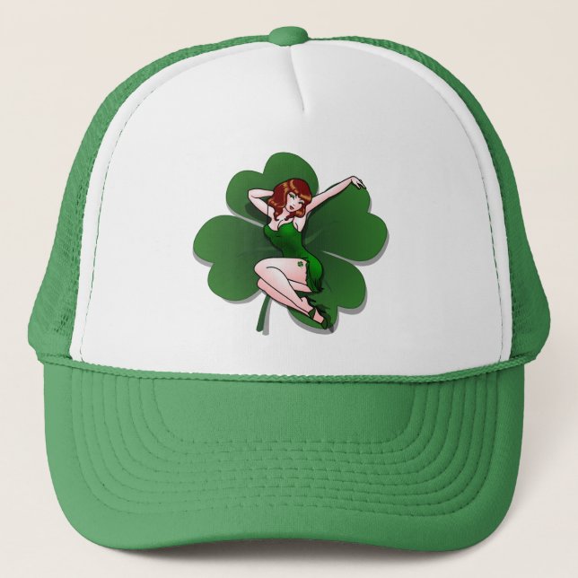 Pinup Girl Cap Retro Irish Pinup Lucky Caps (Front)