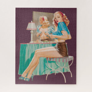 Pinup Girl Getting Dressed Jigsaw Puzzle