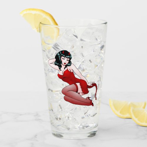 Pinup Girl Glass Personalized Devilish Pinup Glass