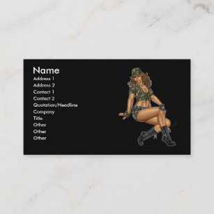 Pinup Girl in Camo by Al Rio Business Card