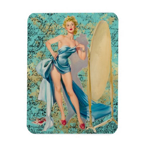 Pinup Girl in Mirror Magnet