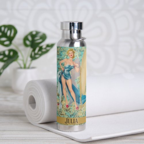 Pinup Girl in Mirror Personalized  Water Bottle