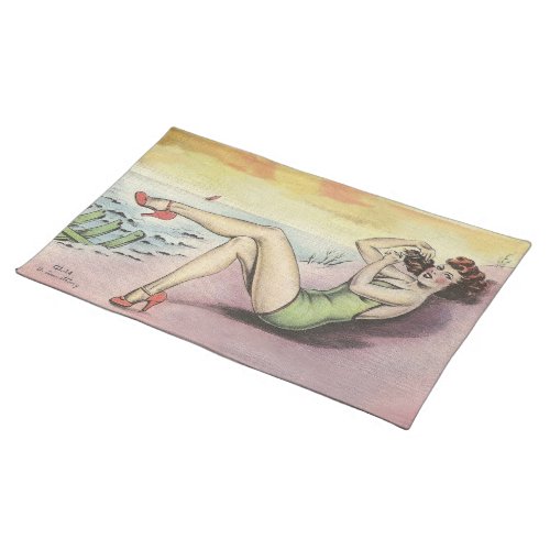 Pinup Girl on the Beach Placemat