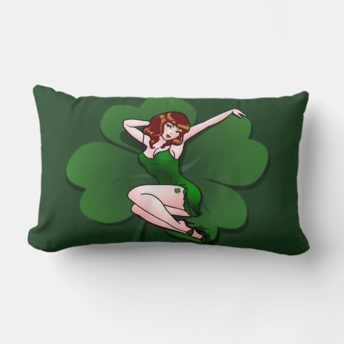 Pinup Girl Pillow Lucky Pillow St Patricks Decor