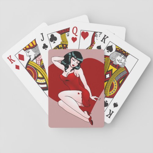 Pinup Girl Playing Cards Retro Lady Luck Cards