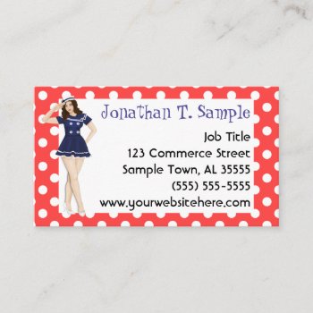 Pinup Girl Retro Dots Rockabilly Business Card by hkimbrell at Zazzle