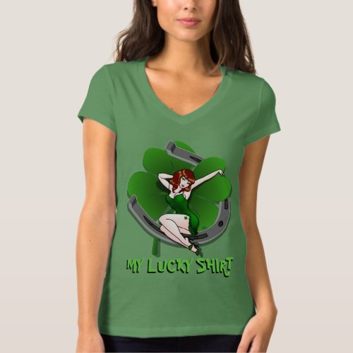 Pinup Girl Shirt Irish Luck St Patricks Shirts