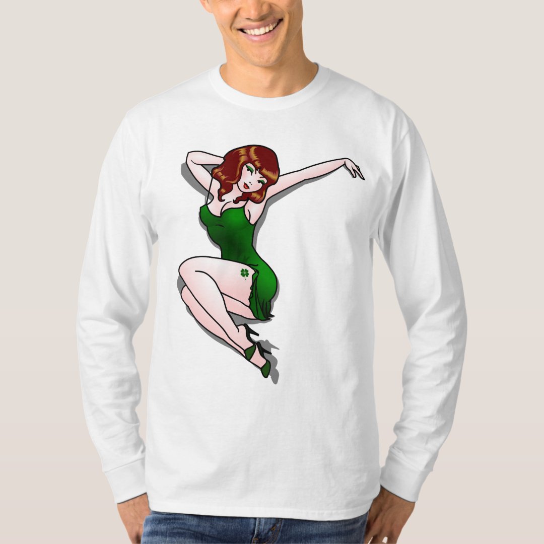 Pinup Girl Shirt Lucky Irish Pinup Shirts Men&rsquo;s | Zazzle