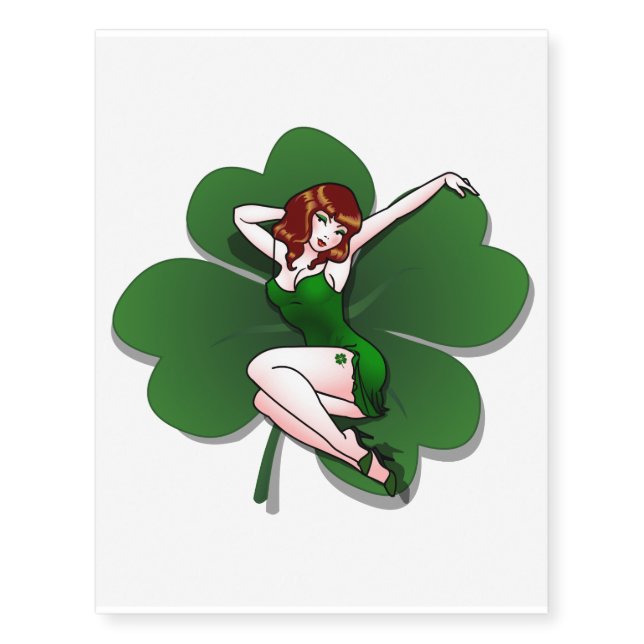 Pinup Girl Temporary Tattoo Lucky Pin-up Tattoo (Front)