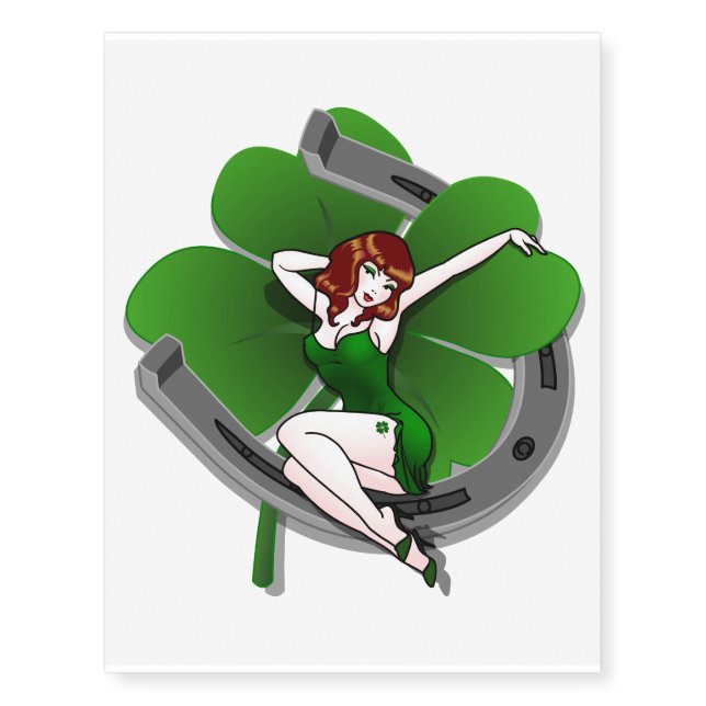 Pinup Girl Temporary Tattoo Lucky Pin-up Tattoo (Front)