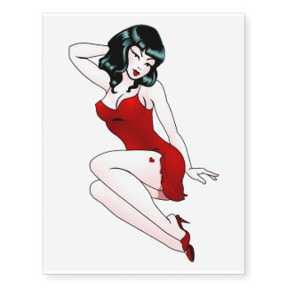 Pinup Girl Temporary Tattoo Retro Pin-up Tattoo