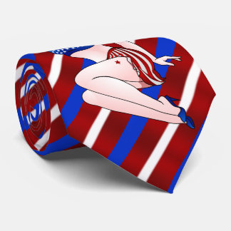 Pinup Girl Tie USA Pinup Necktie 4th of July Ties