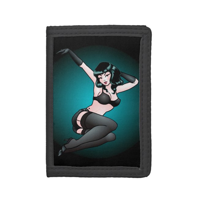 Pinup Girl Wallet Retro Pin-up Wallet Dancer Gift (Front Vertical)