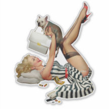 Pinup girl with puppy Alberto vargas vintage