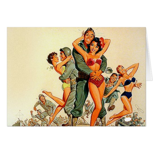 Pinup Girls and Army Guys Card