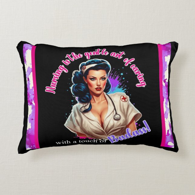 Pinup_  Nurse Badass Accent Pillow (Front)