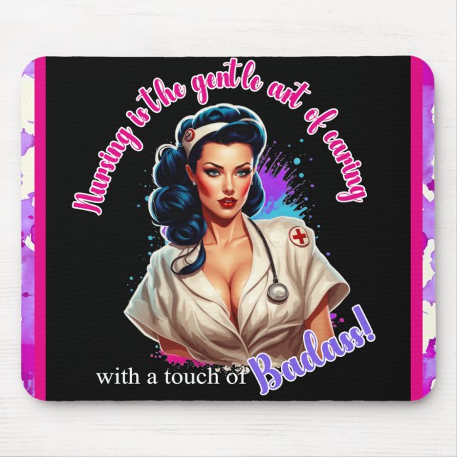 Pinup_ Nurse Badass Mouse Pad (Front)