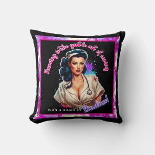 Pinup_ Nurse Badass Throw Pillow