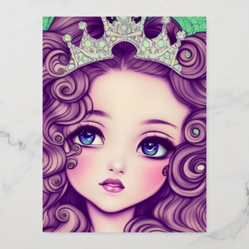 Pinup Princess Fantasy Foil Holiday Postcard