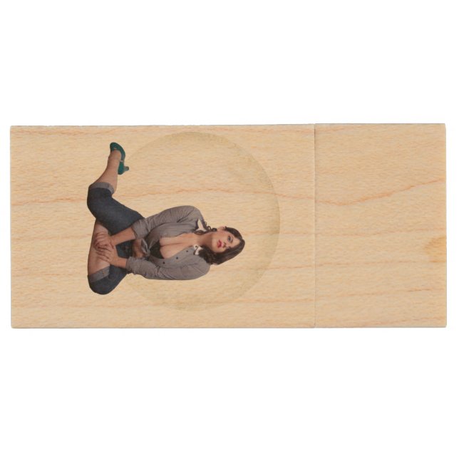 Pinup print wooden usb key wood flash drive (Front)