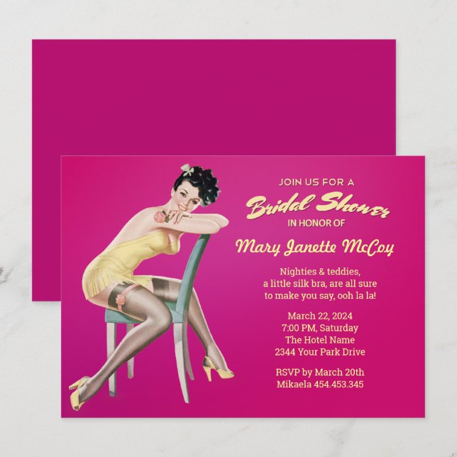 Pinup Sexy Vintage Bridal Shower Invitation (Front/Back)